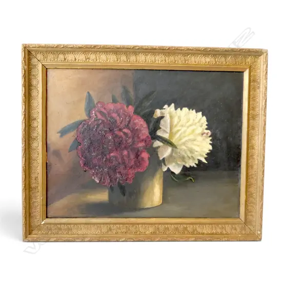 ARTIST UNKNOWN, FLORAL STILL LIFE, OIL ON CANVAS 340x445mm