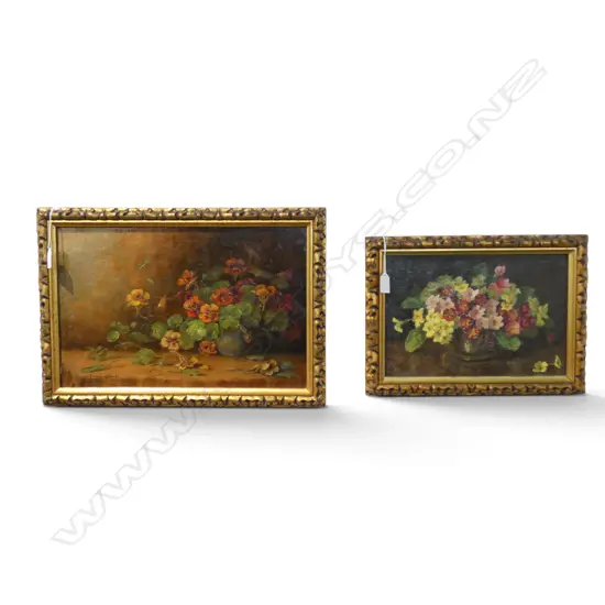2 GILT FRAMED STILLIFE OILS SIGNED ETHEL WYNDOUGT H300 W460MM LARGEST