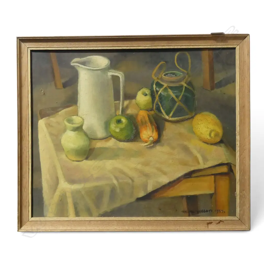 OIL ON BOARD STILLIFE SIGNED M MCLENNAN 1957 H420 W510MM Image 1++