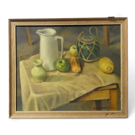 OIL ON BOARD STILLIFE SIGNED M MCLENNAN 1957 H420 W510MM
