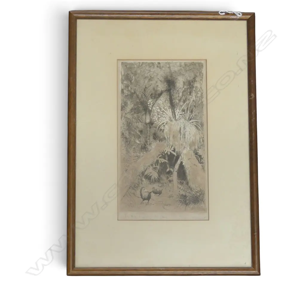 FRAMED ETCHING IN THE HEART OF THE BUSH SIGNED TREVER LLOYD H230 W130MM Image 1++