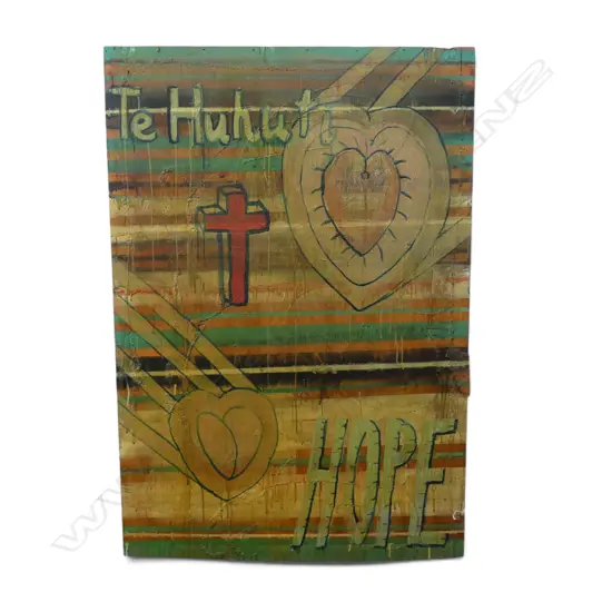 ARTIST UNKNOWN ACYRLIC ON BOARD TE HUHUTI 1300 X 900 MM