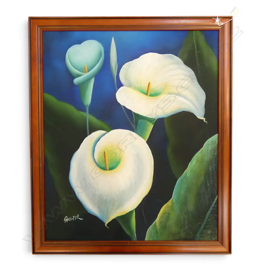 OIL ON BOARD LILLIES SIGNED ROSSITER H590 W490MM Image 1++