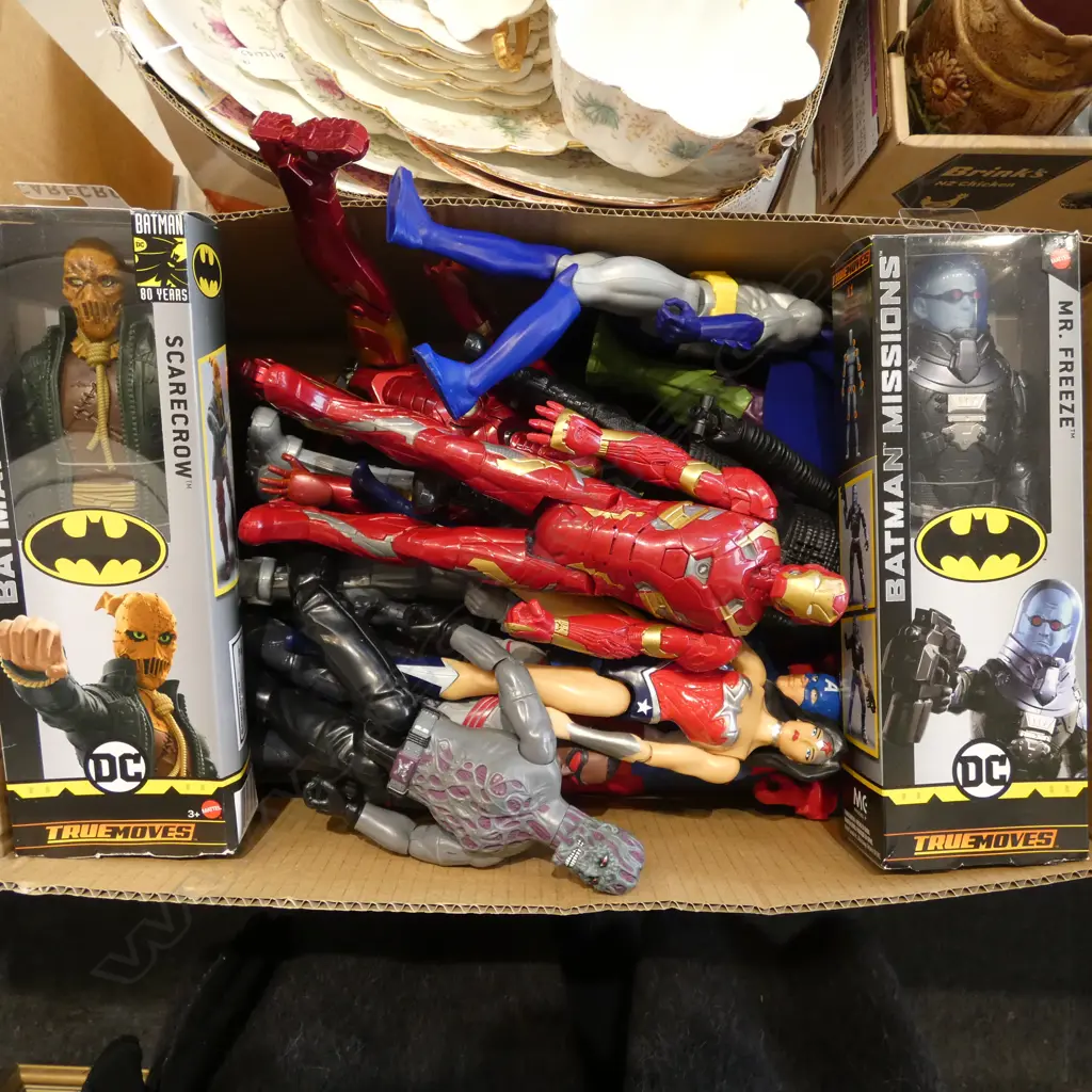 20 ASST. FIGURINES; SUPERMAN, SPIDERMAN, BATMAN etc Image 1++