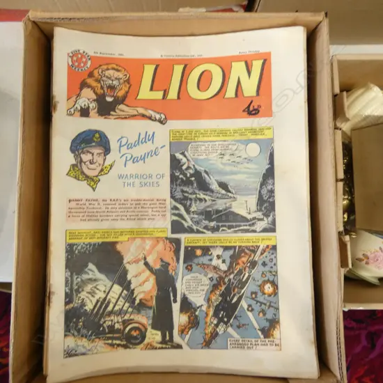 LG BOX OF LION COMICS