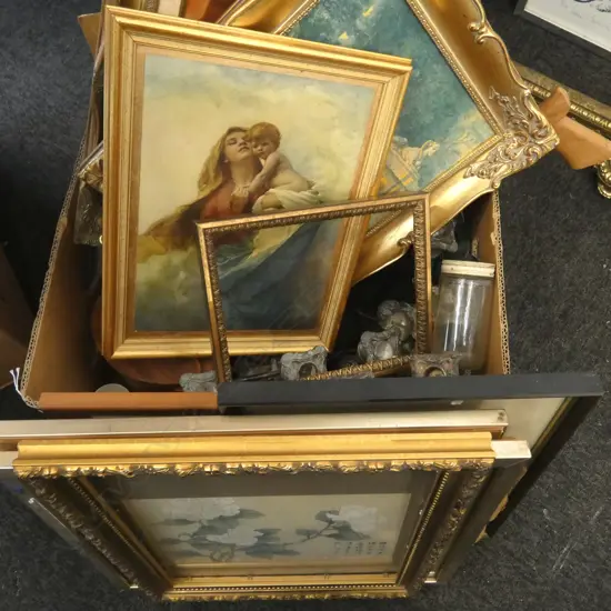 ASST. PRINTS, GILT FRAMES ETC