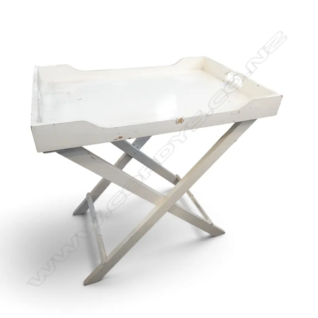 WHITE PAINTED WOODEN TRAY TABLE W.650mm Image 1++