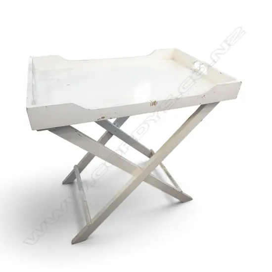 WHITE PAINTED WOODEN TRAY TABLE W.650mm