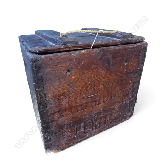 WOODEN CRATE 'THOMSONS PURITY' 370x250x350mm