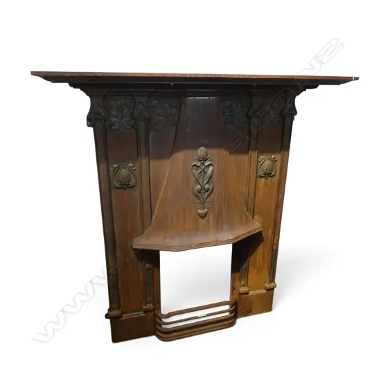 ART NOUVEAU CAST IRON FIREPLACE FACADE with mantel and grill 1300x1395mm