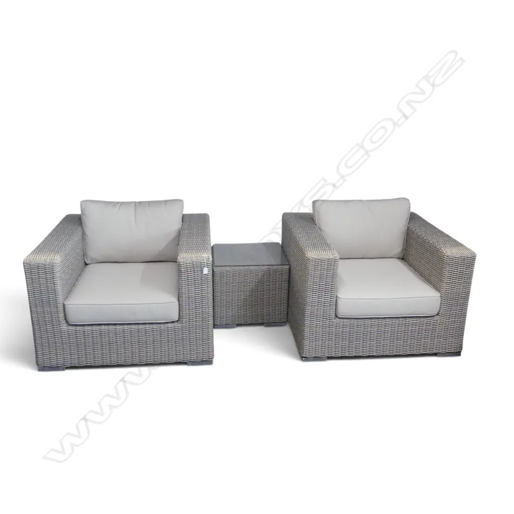 PR LG CANE OUTDOOR ARMCHAIRS w. FOOTSTOOL & cushions 980x950x680mm Image 1++