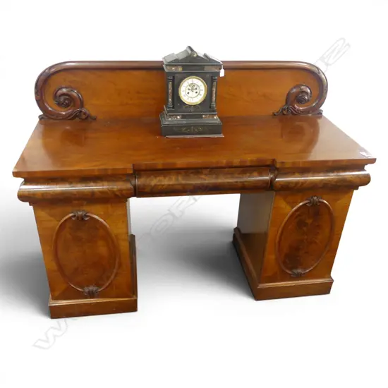 QUALITY WILLIAM IV flame MAHOGANY twin pedestal SIDEBOARD 1680 x 650x1250mm. A good example in good condition.