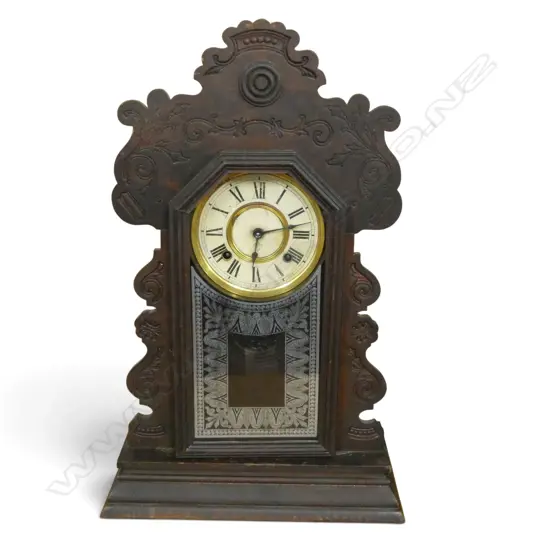 ANSONIA GINGERBREAD MANTLE CLOCK H570MM