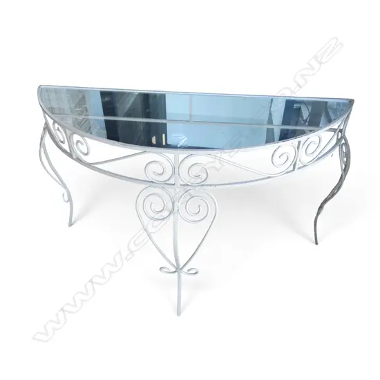 METAL HALL / CONSOLE TABLE w. GLASS TOP