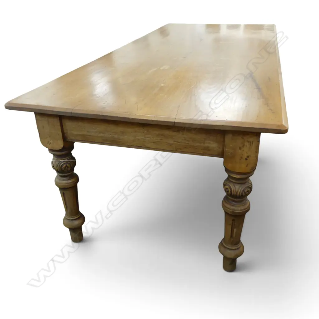 ANTIQUE KAURI DINING TABLE w. single drawer 2450x1070x800mm Image 1++