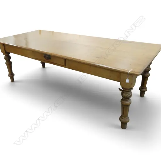 ANTIQUE KAURI DINING TABLE w. single drawer 2450x1070x800mm