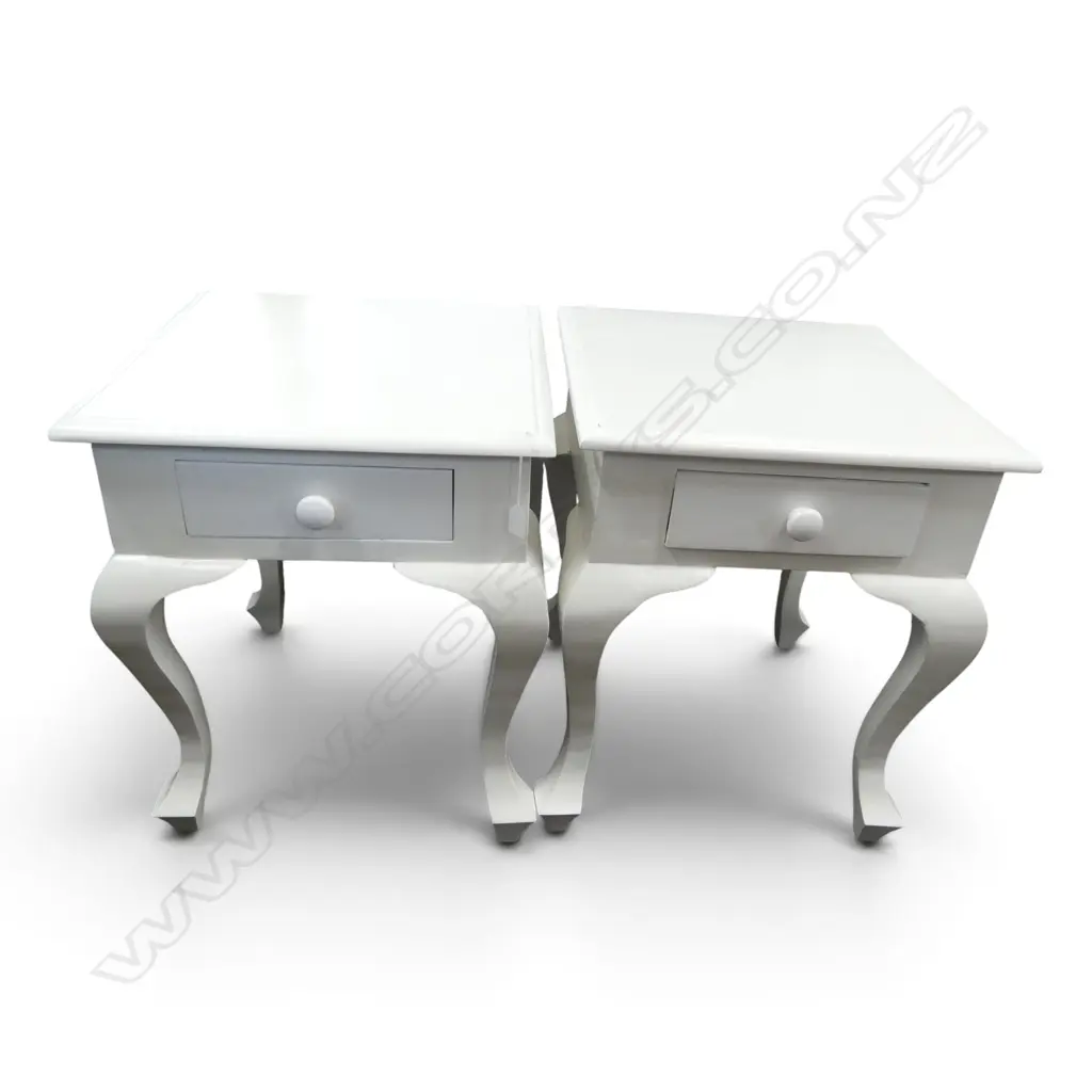 PR WHITE PAINTED BEDSIDE TABLES 500x500x590mm Image 1++