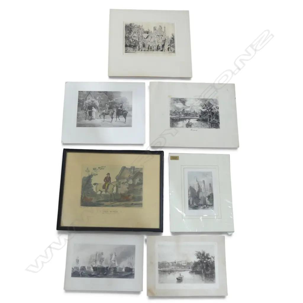 FRAMED HUNTING SCENE + 5 LOOSE Image 1++