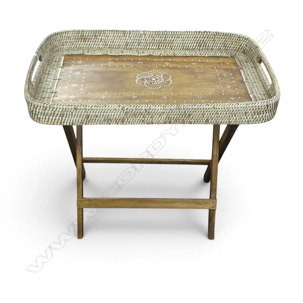 MOP INLAID WICKER TRAY TABLE 760x490x650mm Image 1++