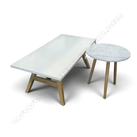 MODERN COFFEE TABLE 1200x600x465 + SIDE TABLE H.540 Dia.500mm