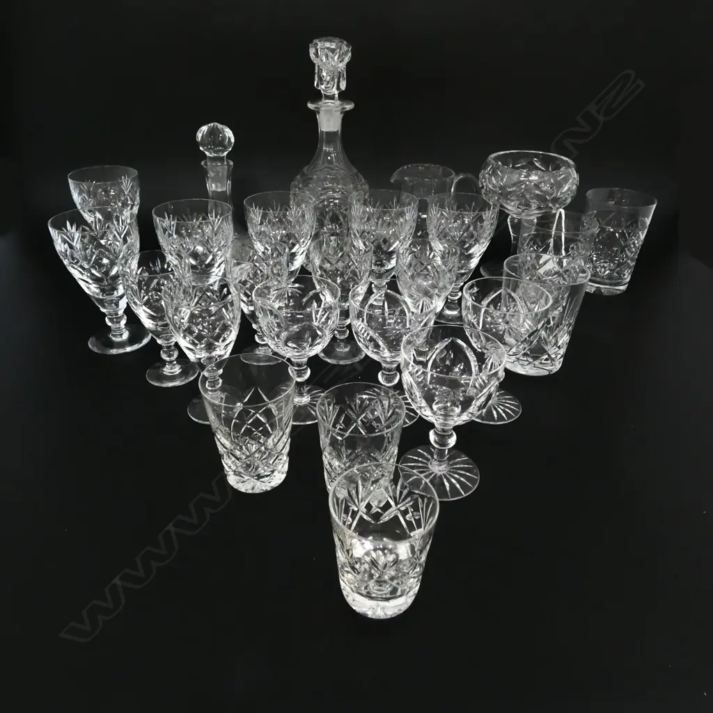 ASST. CUT CRYSTAL Incl. 6 WATERFORD STEMMED GLASSES, SMALL DECANTER etc Image 1++