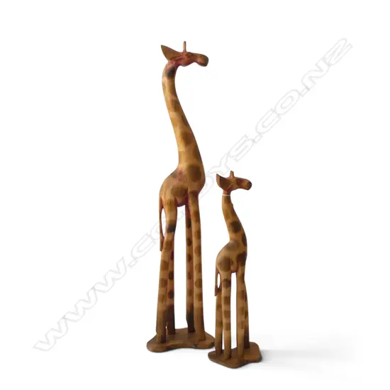 2 WOODEN GIRAFFES H.980mm