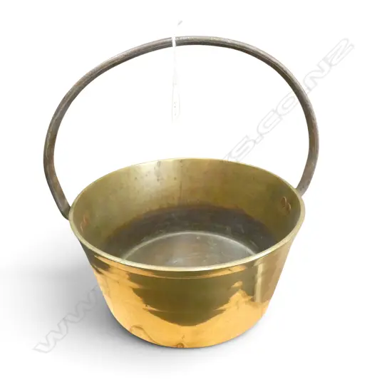 HEAVY  SPUN BRASS VINTAGE JAM PAN  OVER 4KGS 310MM HIGH 280MM DIA