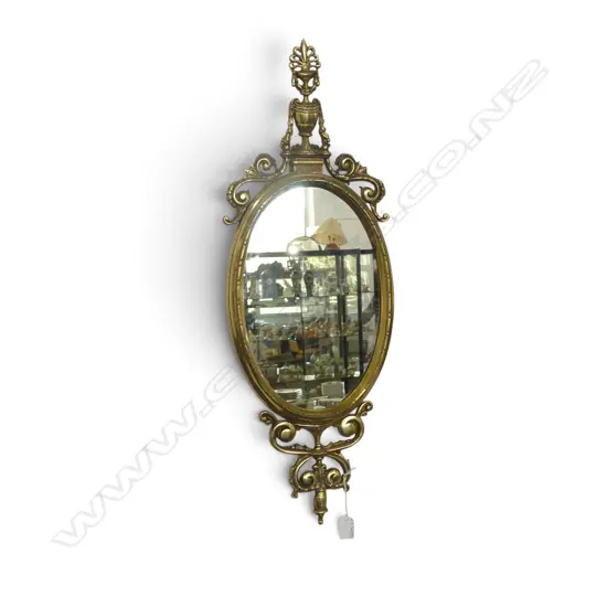 CLOVERLEY ADAM STYLE BRASS MIRROR 695x250mm