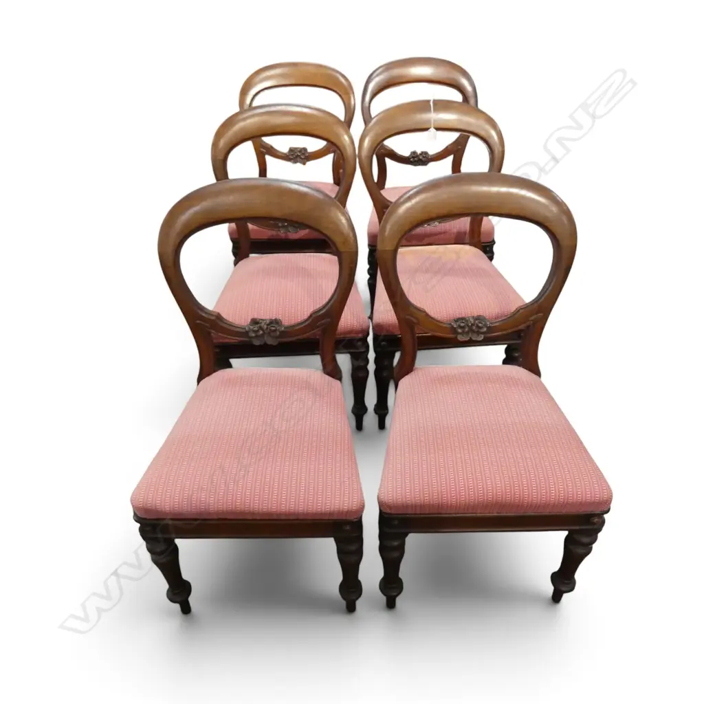 6 VICTORIAN MAHOGANY BALLOON BACK DINING CHAIRS Image 1++