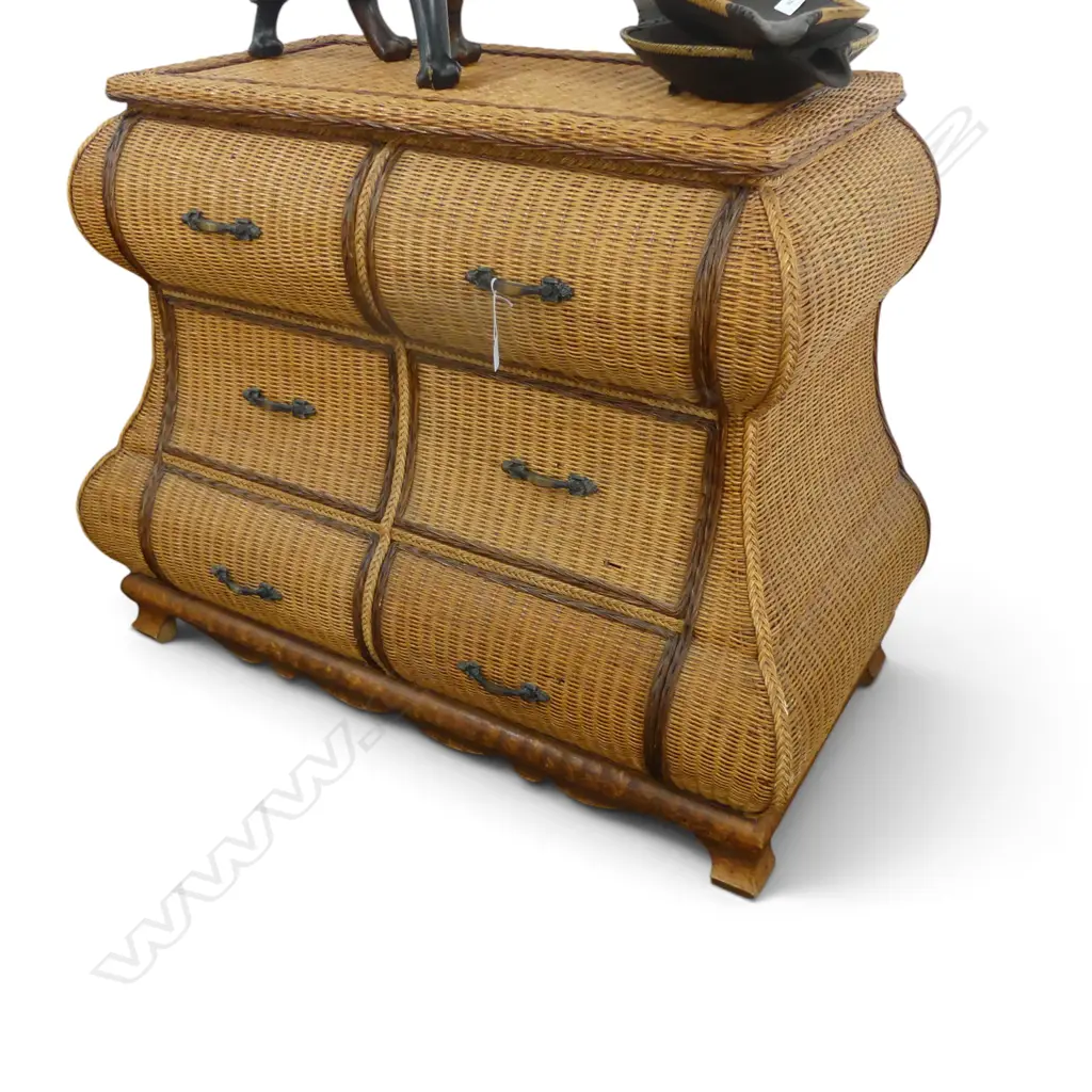 WICKER BOMBE COMMODE STYLE CHEST OF DRAWERS 1220x630x930mm Image 1++
