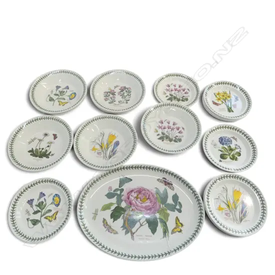 16 PCES PORTMEIRION 'THE BOTANIC GARDEN'; 'SHRUBBY PEONY' DISH, 8 SMALL PLATES & 7 BOWLS