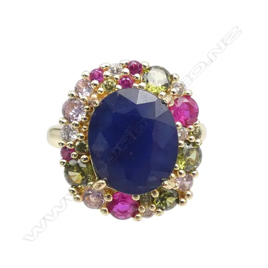 BLUE SAPPHIRE RING, stone heat treated, AIG REPORT, SIZE Q
