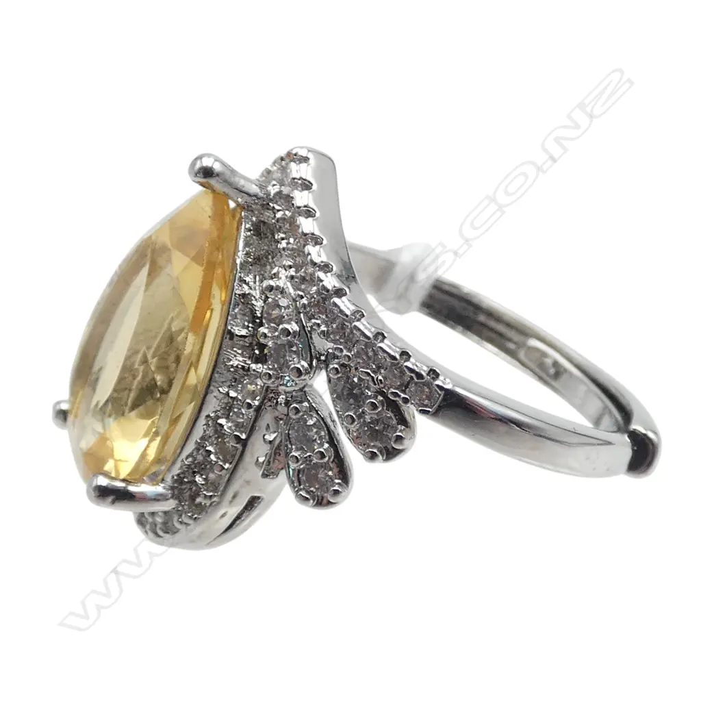 PEAR CUT CITRINE RING, SIZE M1/2, AIG REPORT Image 1++
