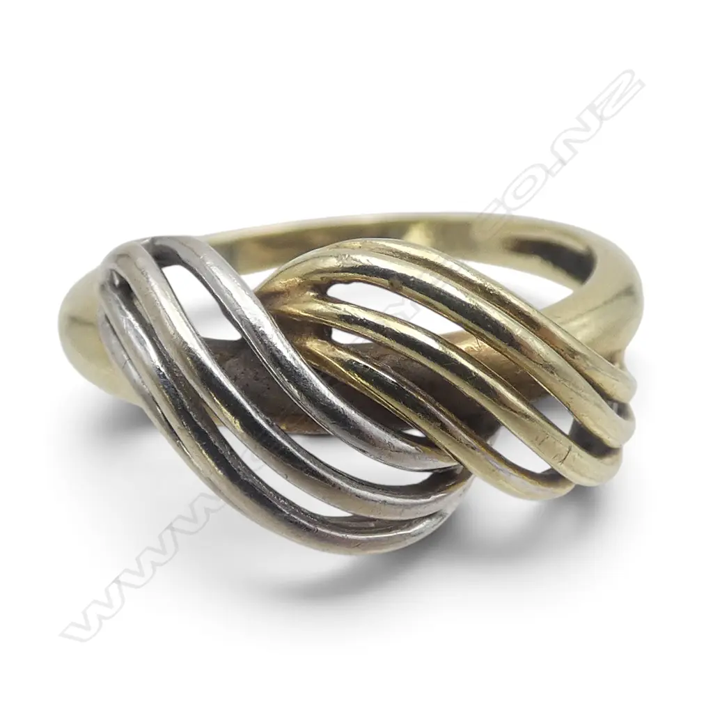 14ct YELLOW & WHITE GOLD DRESS RING 3.37gms SIZE K Image 1++