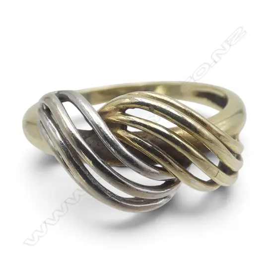 14ct YELLOW & WHITE GOLD DRESS RING 3.37gms SIZE K