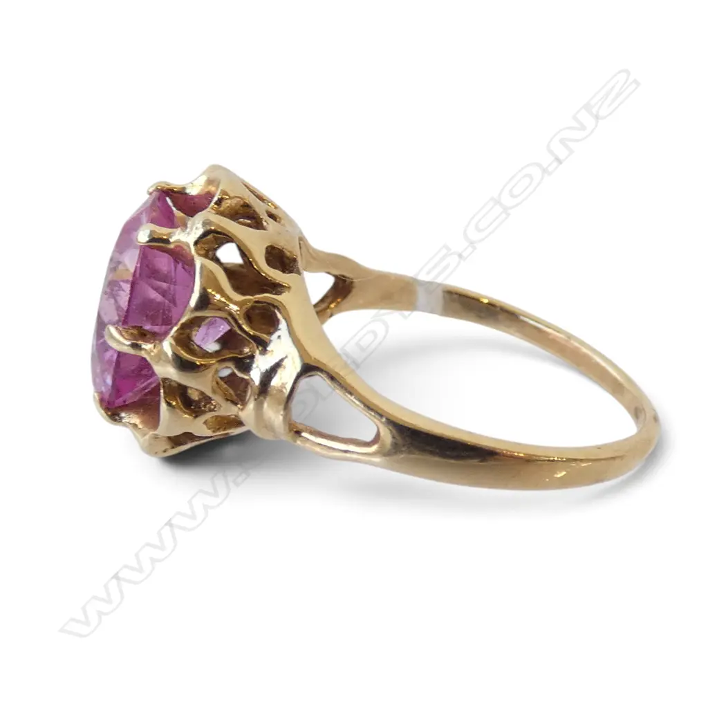 12CT PINK CZ STONE RING, 3.9gms SIZE L Image 1++