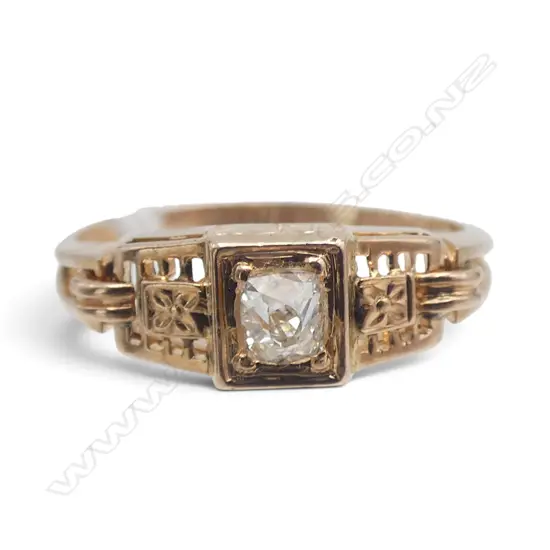 15ct GOLD & EARLY CUT DIAMOND RING 2.17gms SIZE K