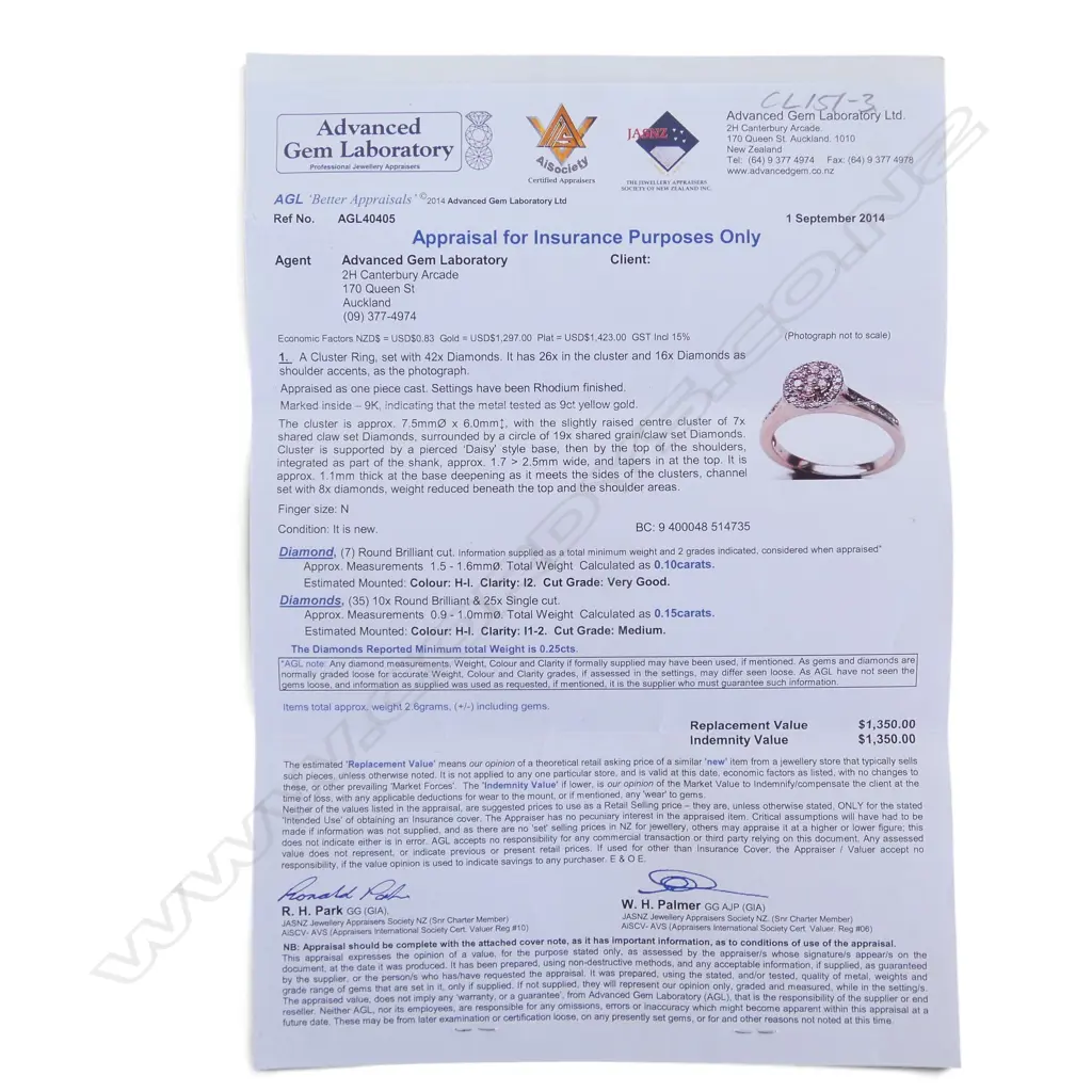 9ct YELLOW GOLD 42 DIAMOND CLUSTER RING TWD. 0.25ct.  Size N. With valuation $1350. 2.6gms. Image 1++