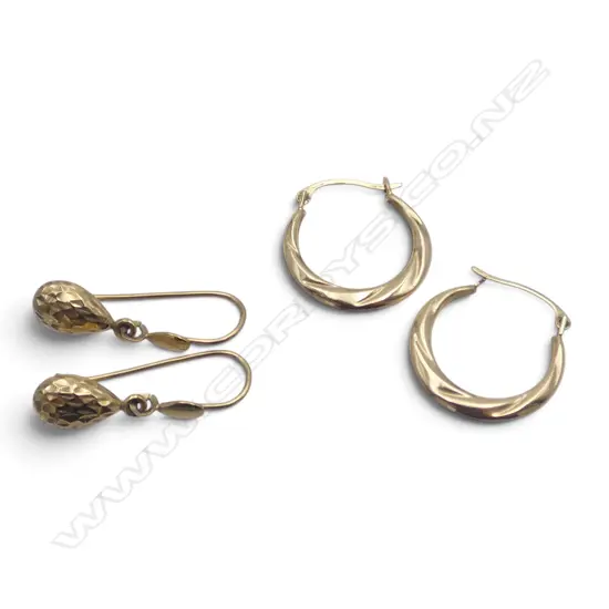 2 PRS 9ct/10ct GOLD EARRINGS, 1.3gm
