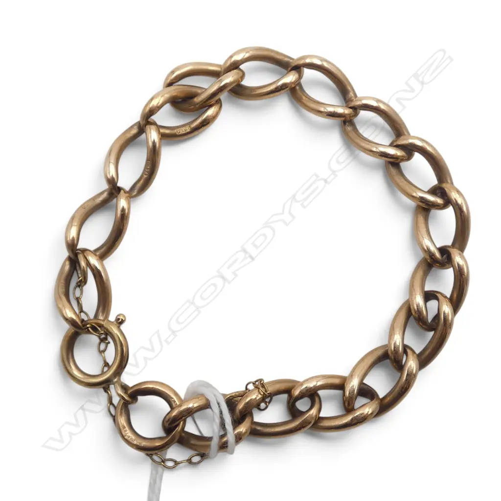 9ct Y/GOLD CURB LINK BRACELET L.80mm 17.96gms Image 1++