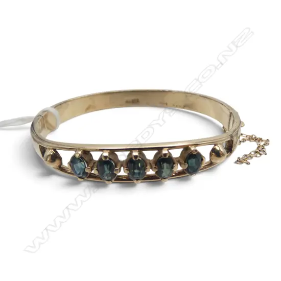 9CT GOLD SAPPHIRE BANGLE 15.35gms