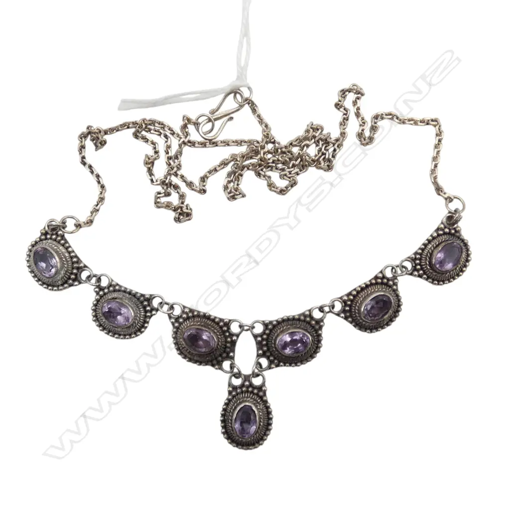 S/SILVER 7 AMYTHEST NECKLACE Image 1++
