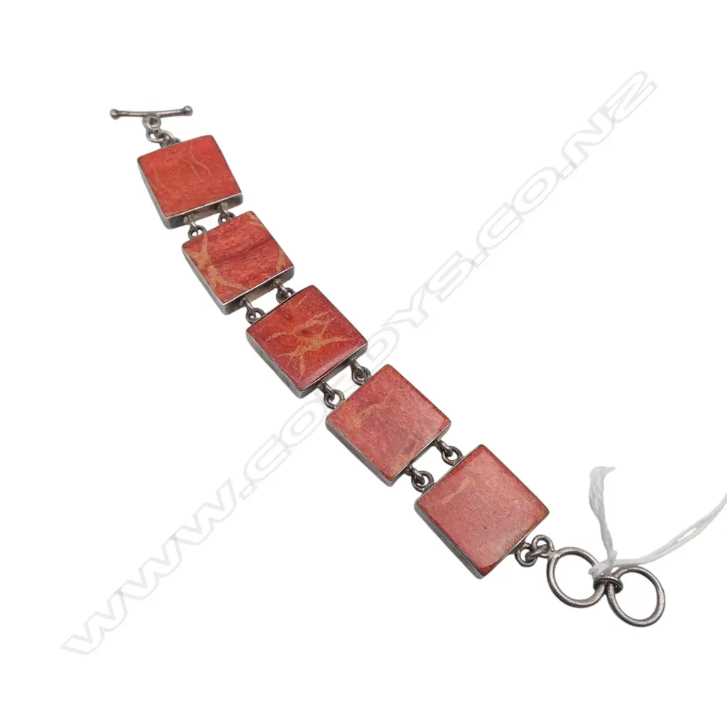 ORANGE/RED ENAMEL/ACRYLIC SQUARE PANELLED BRACELET Image 1++