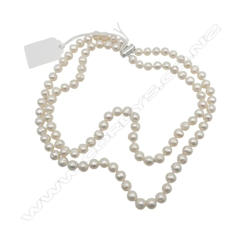 DOUBLE STRAND PEARLS cultured freshwater L 45 CM Image 1++