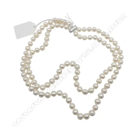 DOUBLE STRAND PEARLS cultured freshwater L 45 CM