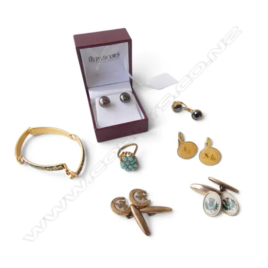 ASST. PLATED JEWELLERY & PR FRESHWATER PEARL BUTTON EARRINGS