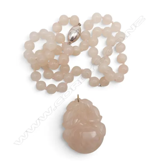 ROSE QUARTZ NECKLACE, L.680mm & PENDANT