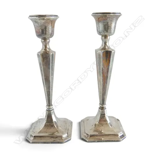 PR STG SILVER CANDLESTICKS, B'HAM 1918 H.220mm