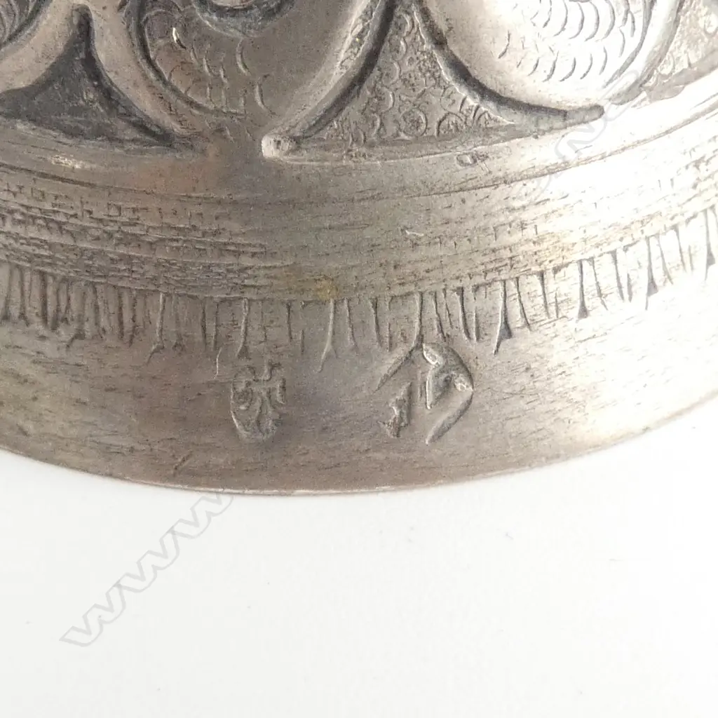 CONTINENTAL STG SILVER 'WAGER' MARRIAGE CUP bell form lady holding a swiveling upper cup 65gms Image 1++