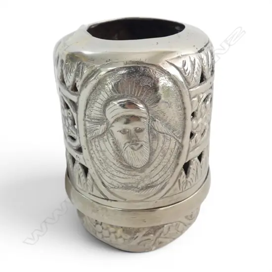 INDIAN SILVER PLATE  PARSI CANDLE HOLDER. NOTE: NOT SILVER